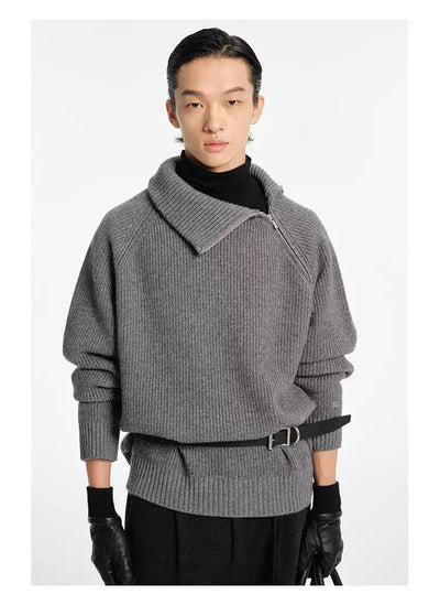 Side Zip Blend Woollen Knit Turtleneck Korean Street Fashion Turtleneck By NANS Shop Online at OH Vault