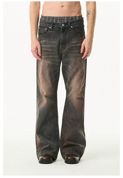 Rust Faded Bootcut Jeans Korean Street Fashion Jeans By Moditec Shop Online at OH Vault