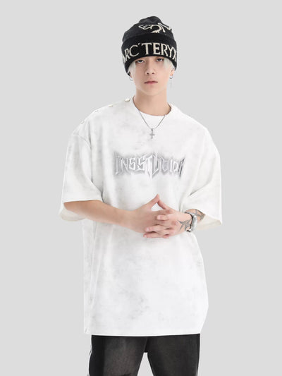 3D Logo Washed T-Shirt Korean Street Fashion T-Shirt By INS Korea Shop Online at OH Vault