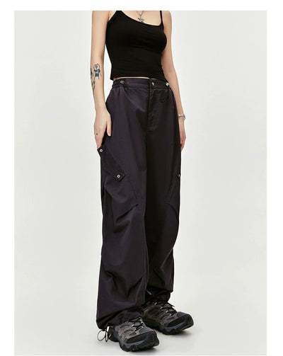 Plain Elasticated Parachute Pants Korean Street Fashion Pants By Made Extreme Shop Online at OH Vault