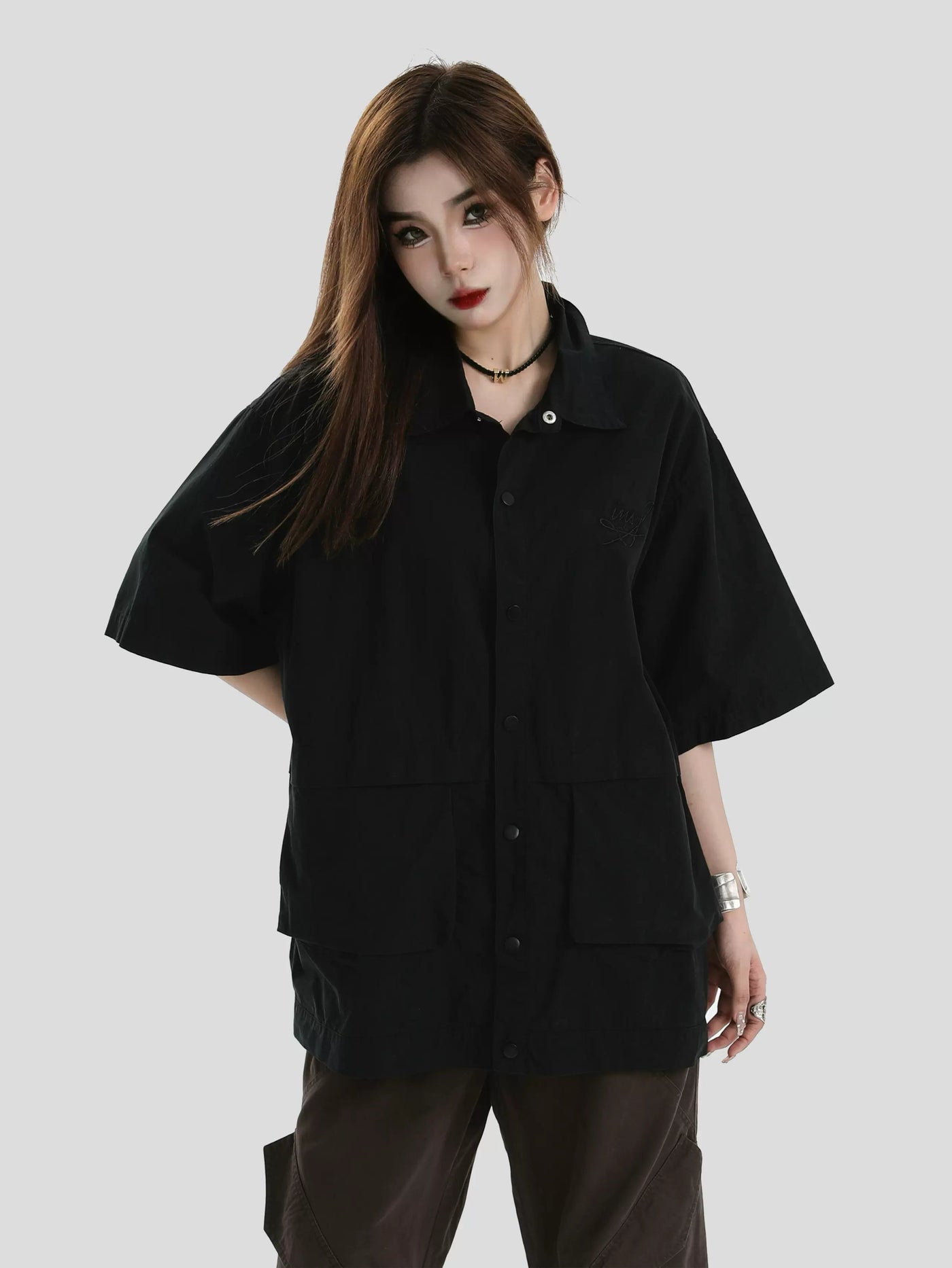 Wide Front Pocket Shirt Korean Street Fashion Shirt By INS Korea Shop Online at OH Vault