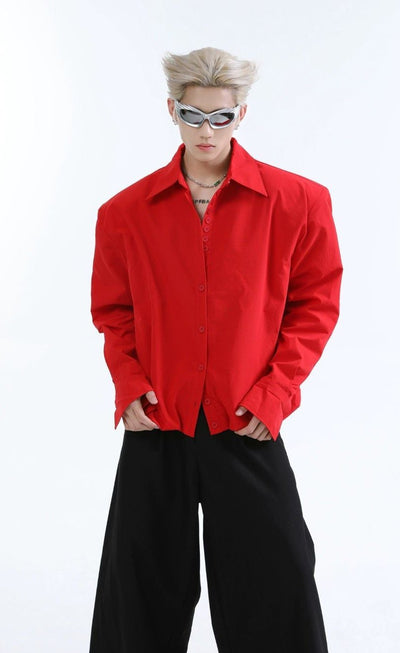 Solid Color Buttoned Boxy Shirt Korean Street Fashion Shirt By Turn Tide Shop Online at OH Vault