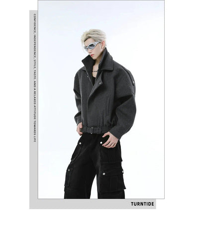 Buckled Double-Layer Moto Jacket Korean Street Fashion Jacket By Turn Tide Shop Online at OH Vault