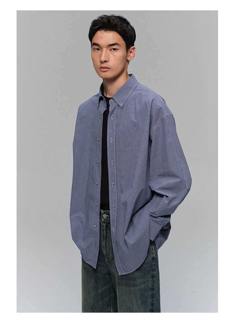 Grid Pattern Neat Shirt Korean Street Fashion Shirt By NANS Shop Online at OH Vault