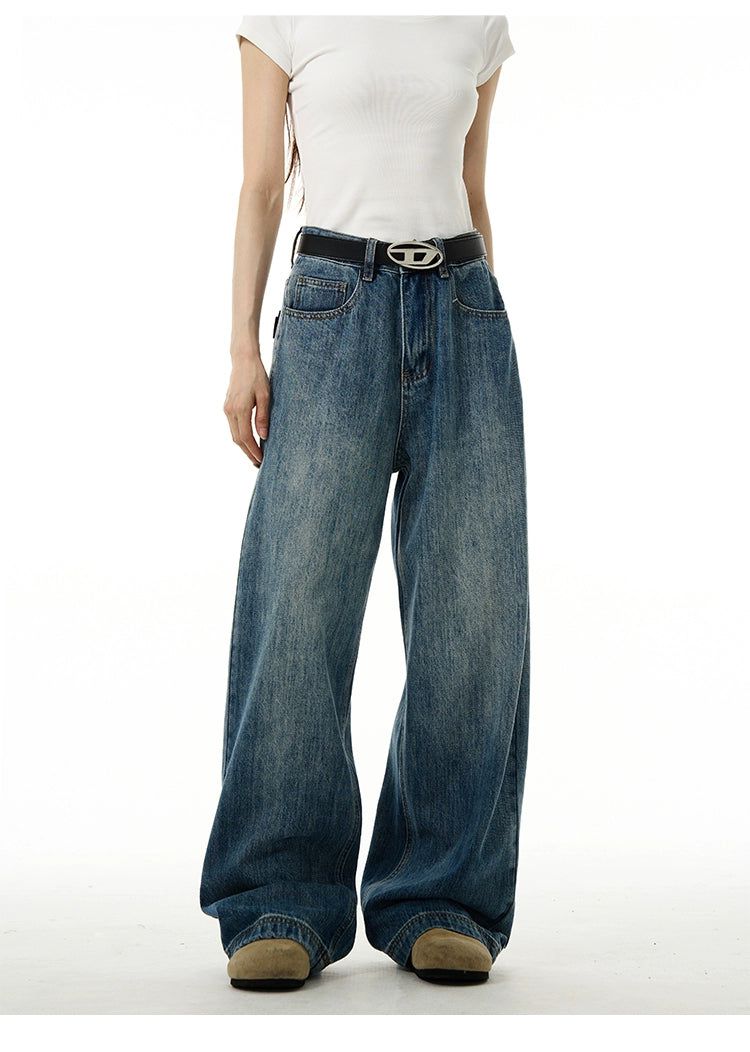 Acid Washed Baggy Jeans Korean Street Fashion Jeans By 77Flight Shop Online at OH Vault