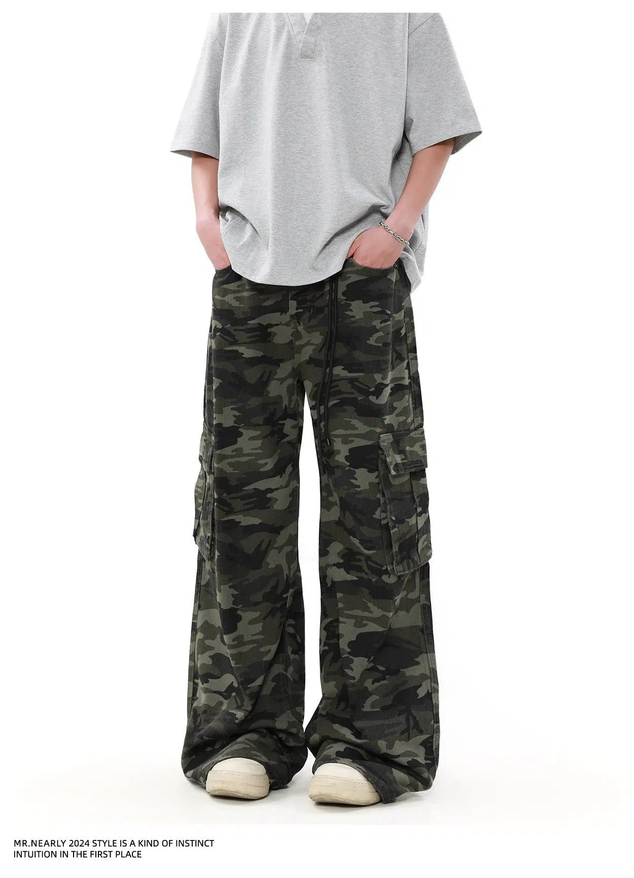 Camo Print Flap Pocket Cargo Pants Korean Street Fashion Pants By Mr Nearly Shop Online at OH Vault