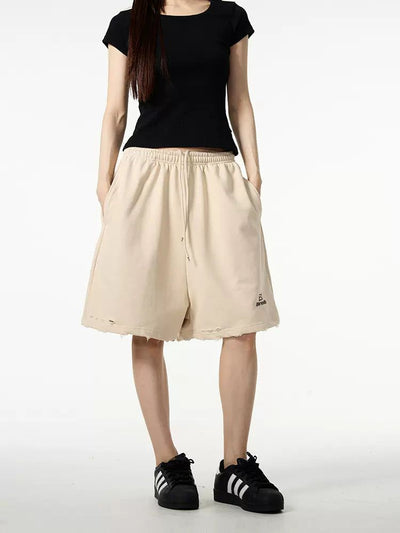 Raw End Cotton Shorts Korean Street Fashion Shorts By 77Flight Shop Online at OH Vault