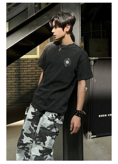 Washed Gun Target T-Shirt Korean Street Fashion T-Shirt By Moditec Shop Online at OH Vault