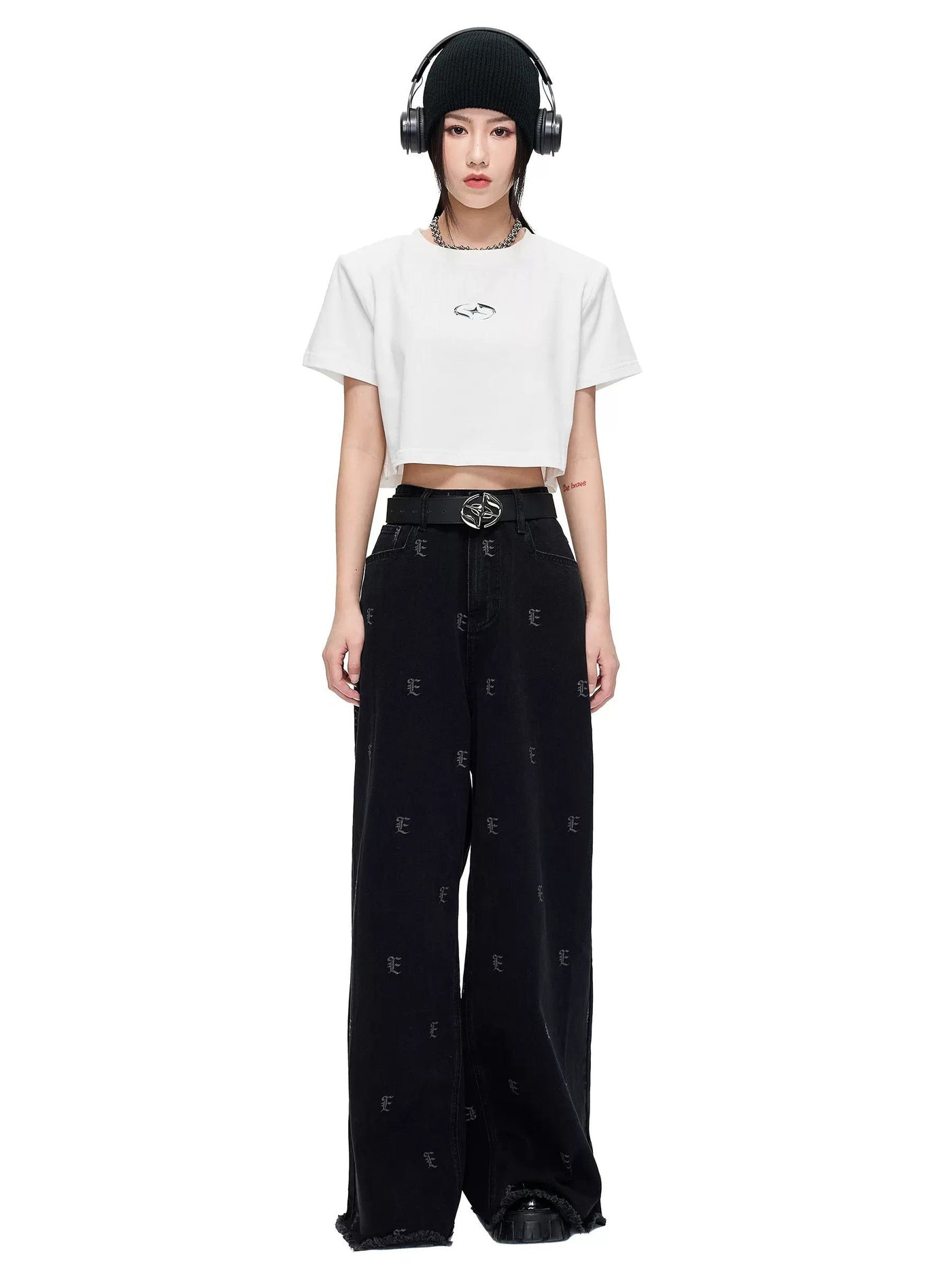 Metallic Cropped T-Shirt Korean Street Fashion T-Shirt By ETERNITY ITA Shop Online at OH Vault