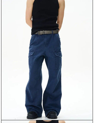 Vintage Faded Cargo Jeans Korean Street Fashion Jeans By 77Flight Shop Online at OH Vault