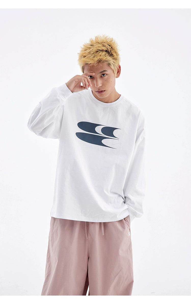 Contrast Center Logo Long Sleeve T-Shirt Korean Street Fashion T-Shirt By Crying Center Shop Online at OH Vault