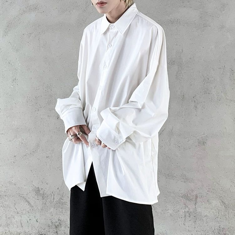 Drapey and Relaxed Flowy Shirt Korean Street Fashion Shirt By Ash Dark Shop Online at OH Vault