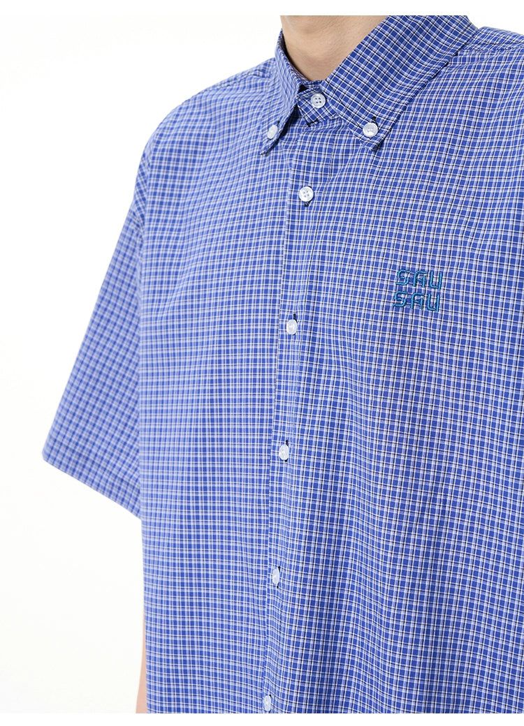 Letters Embroidery Checked Shirt Korean Street Fashion Shirt By 77Flight Shop Online at OH Vault