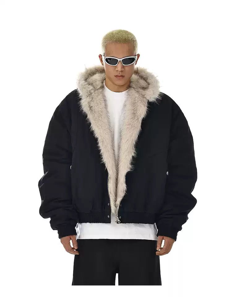 Structured Faux Fur Lined Jacket Korean Street Fashion Jacket By MEBXX Shop Online at OH Vault