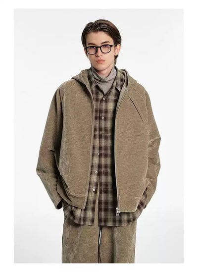 Textured Casual Hooded Jacket Korean Street Fashion Jacket By NANS Shop Online at OH Vault