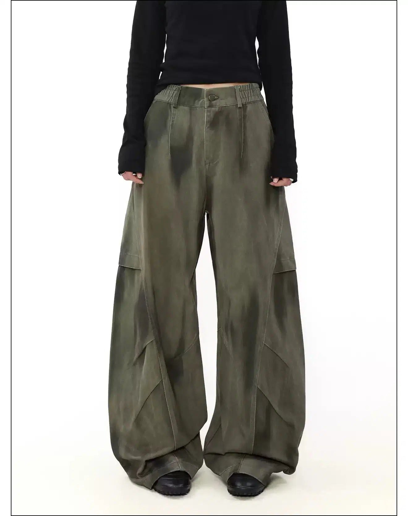 Washed Pleats Wide Cargo Pants Korean Street Fashion Pants By Mr Nearly Shop Online at OH Vault