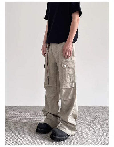 Large Pocket Pleats Cargo Pants Korean Street Fashion Pants By A PUEE Shop Online at OH Vault