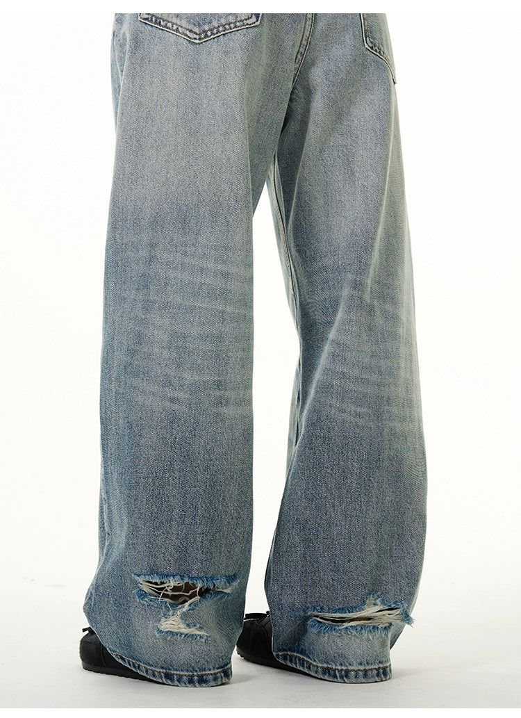 Faded One-Sided Hole Jeans Korean Street Fashion Jeans By 77Flight Shop Online at OH Vault