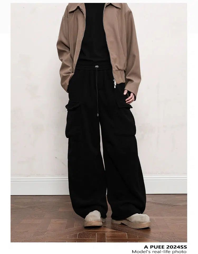 Drawstring Flap Pocket Cargo Pants Korean Street Fashion Pants By A PUEE Shop Online at OH Vault