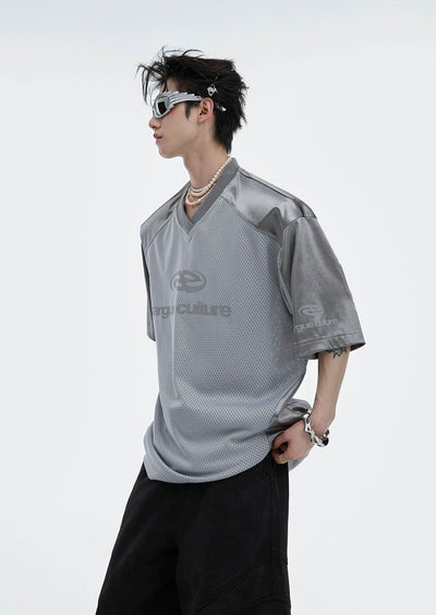 Mesh Shiny Shoulder T-Shirt Korean Street Fashion T-Shirt By Argue Culture Shop Online at OH Vault