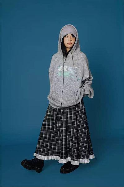 Patched Logo Knit Hoodie Korean Street Fashion Hoodie By Crying Center Shop Online at OH Vault