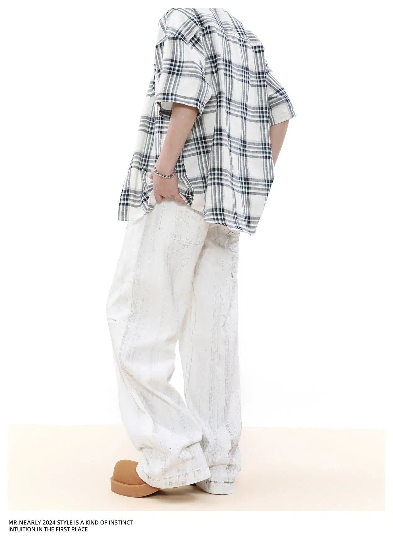 Distressed Wash Loose Fit Jeans Korean Street Fashion Jeans By Mr Nearly Shop Online at OH Vault