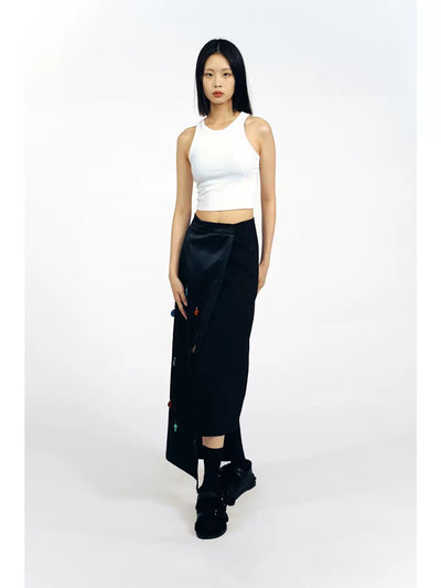 Semi-Gem Wrapped Long Skirt Korean Street Fashion Skirt By Apriority Shop Online at OH Vault