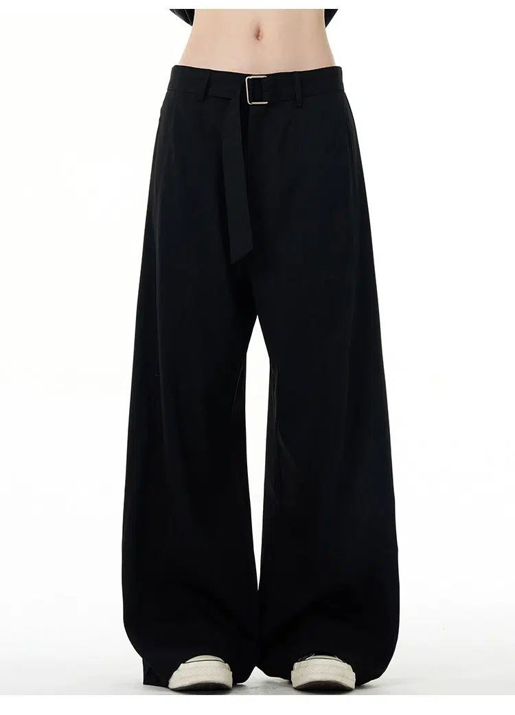 Casual Belted Clean Fit Pants Korean Street Fashion Pants By Mad Witch Shop Online at OH Vault