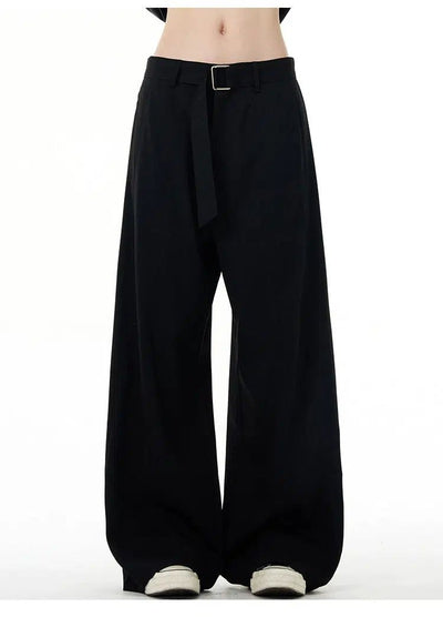 Casual Belted Clean Fit Pants Korean Street Fashion Pants By Mad Witch Shop Online at OH Vault