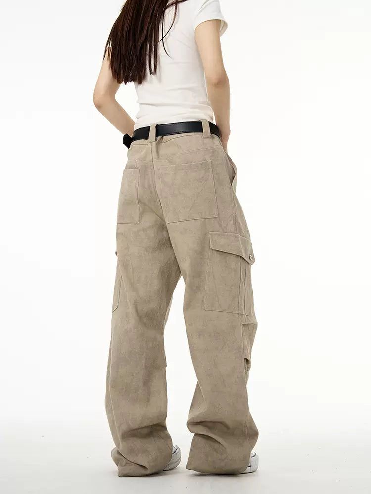 Suede Textured Cargo Pants Korean Street Fashion Pants By 77Flight Shop Online at OH Vault