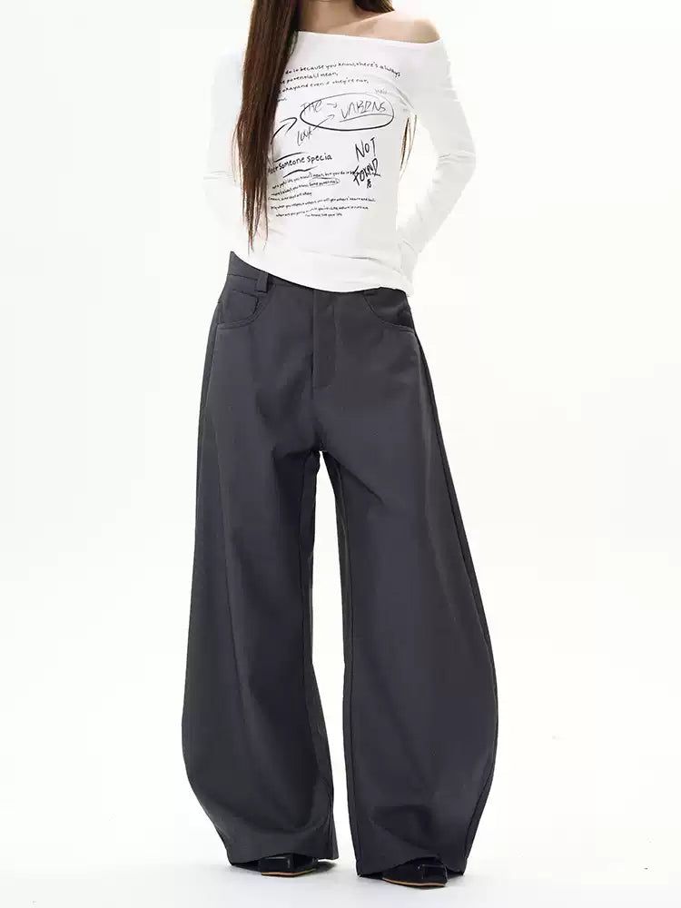 Casual Wide Scimitar Trousers Korean Street Fashion Trousers By 77Flight Shop Online at OH Vault