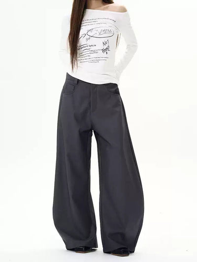 Casual Wide Scimitar Trousers Korean Street Fashion Trousers By 77Flight Shop Online at OH Vault