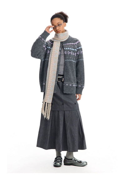 Patterned and Braided Scarf Korean Street Fashion Scarf By Conp Conp Shop Online at OH Vault