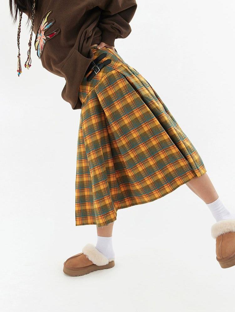 Casual Plaid Pleated Skirt Korean Street Fashion Skirt By Crying Center Shop Online at OH Vault