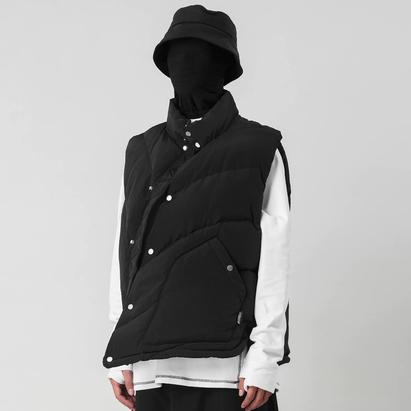 Multi-Button Quilted Down Vest Korean Street Fashion Vest By Symbiotic Effect Shop Online at OH Vault