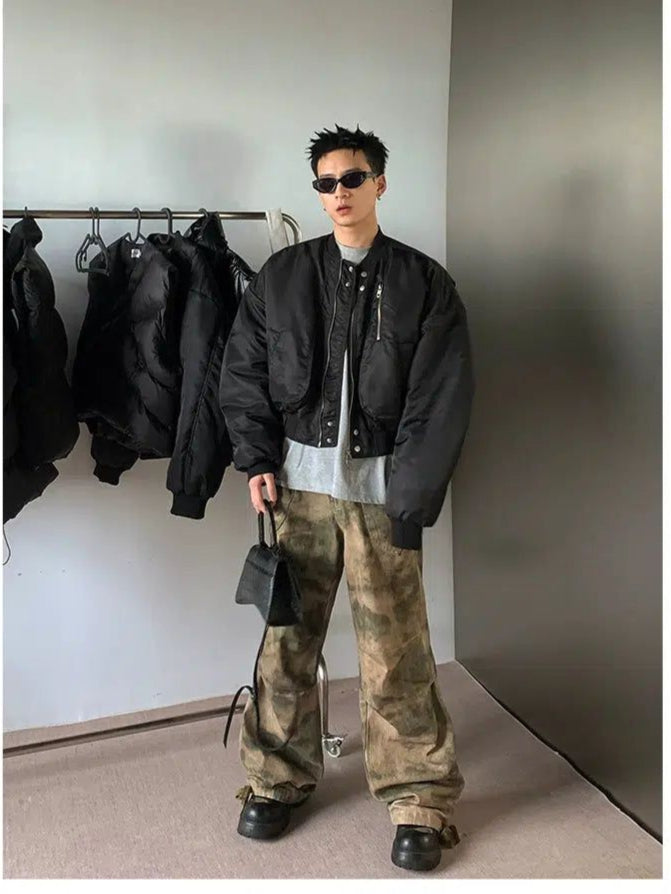 Washed Camo Pleats Cargo Pants Korean Street Fashion Pants By Poikilotherm Shop Online at OH Vault