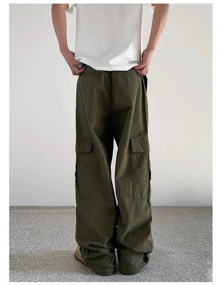 Pleated Loose Fit Cargo Pants Korean Street Fashion Pants By A PUEE Shop Online at OH Vault