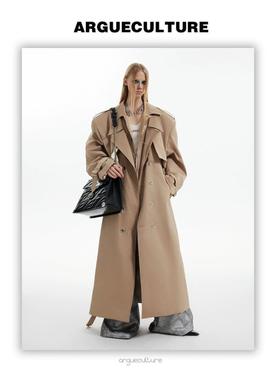 Structured Double-Breasted Trench Coat Korean Street Fashion Long Coat By Argue Culture Shop Online at OH Vault