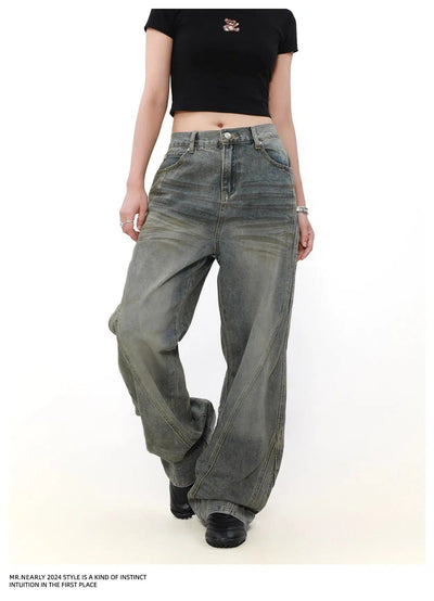 Dirty-Dyed Washed Jeans Korean Street Fashion Jeans By Mr Nearly Shop Online at OH Vault