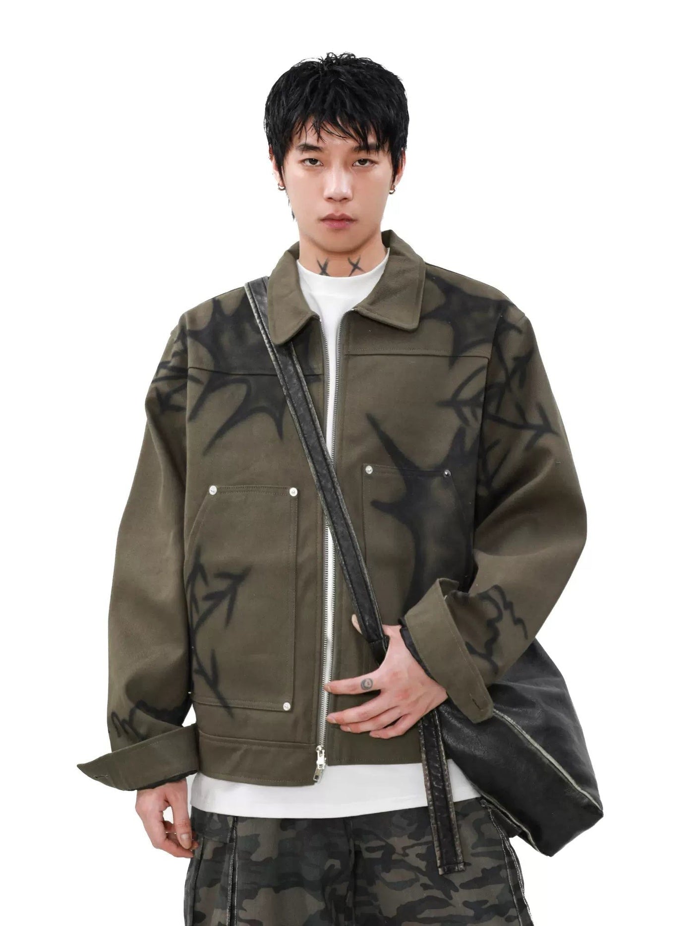 Graffiti Paints Zippered Jacket Korean Street Fashion Jacket By Mr Nearly Shop Online at OH Vault