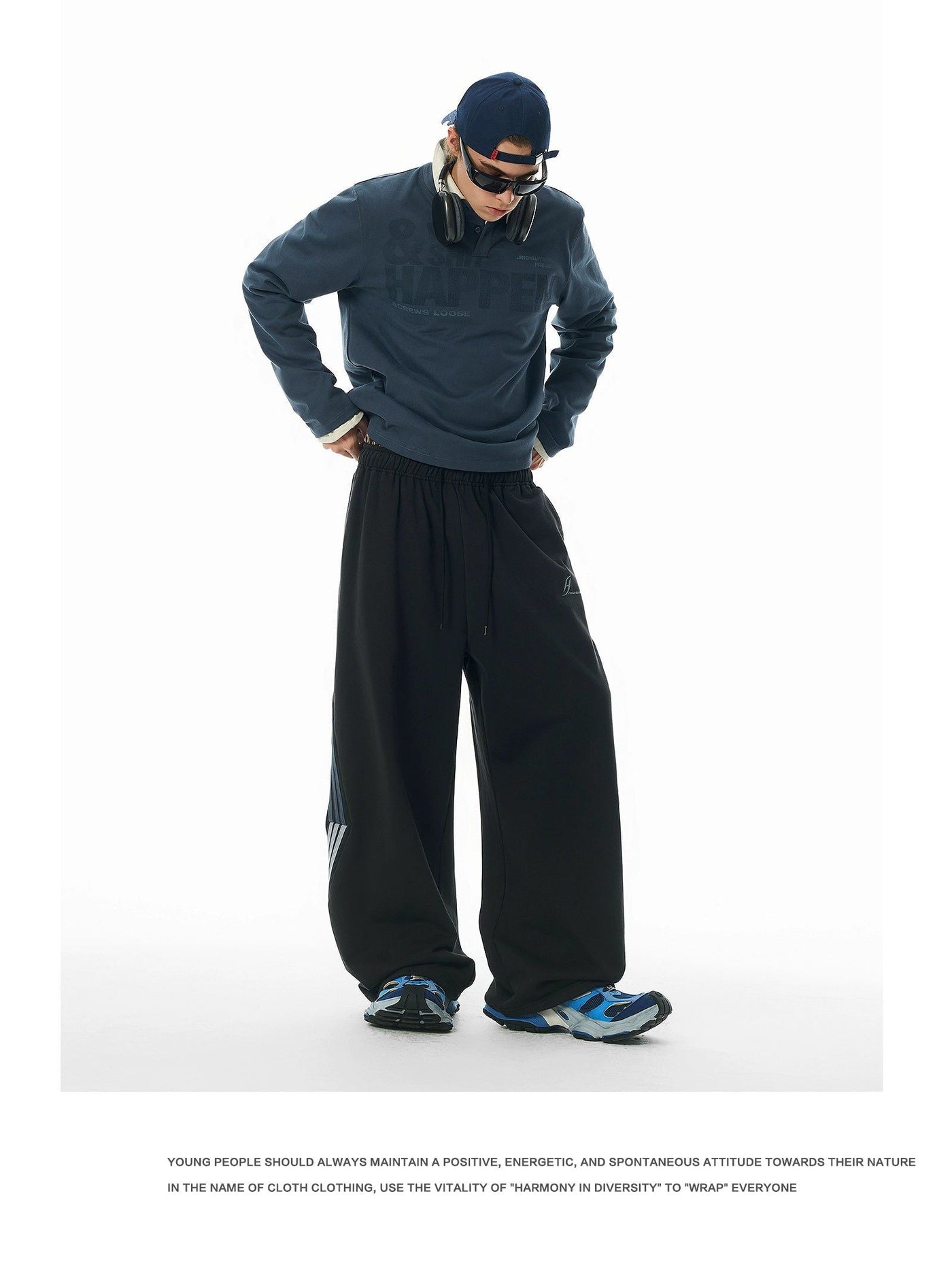 Split Color Side Line Sporty Pants Korean Street Fashion Pants By JHYQ Shop Online at OH Vault