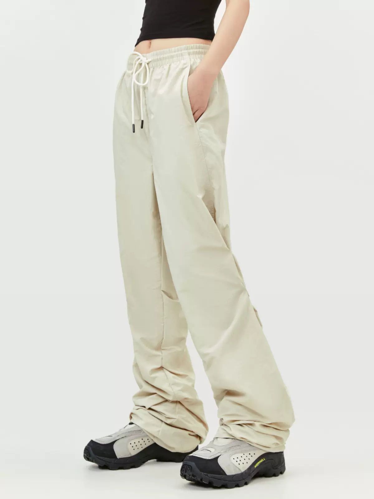 Drawstring Snap Button Pleated Pants Korean Street Fashion Pants By Made Extreme Shop Online at OH Vault