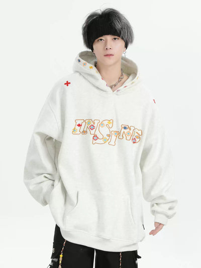 Embroidered Logo Lined Hoodie Korean Street Fashion Hoodie By INS Korea Shop Online at OH Vault