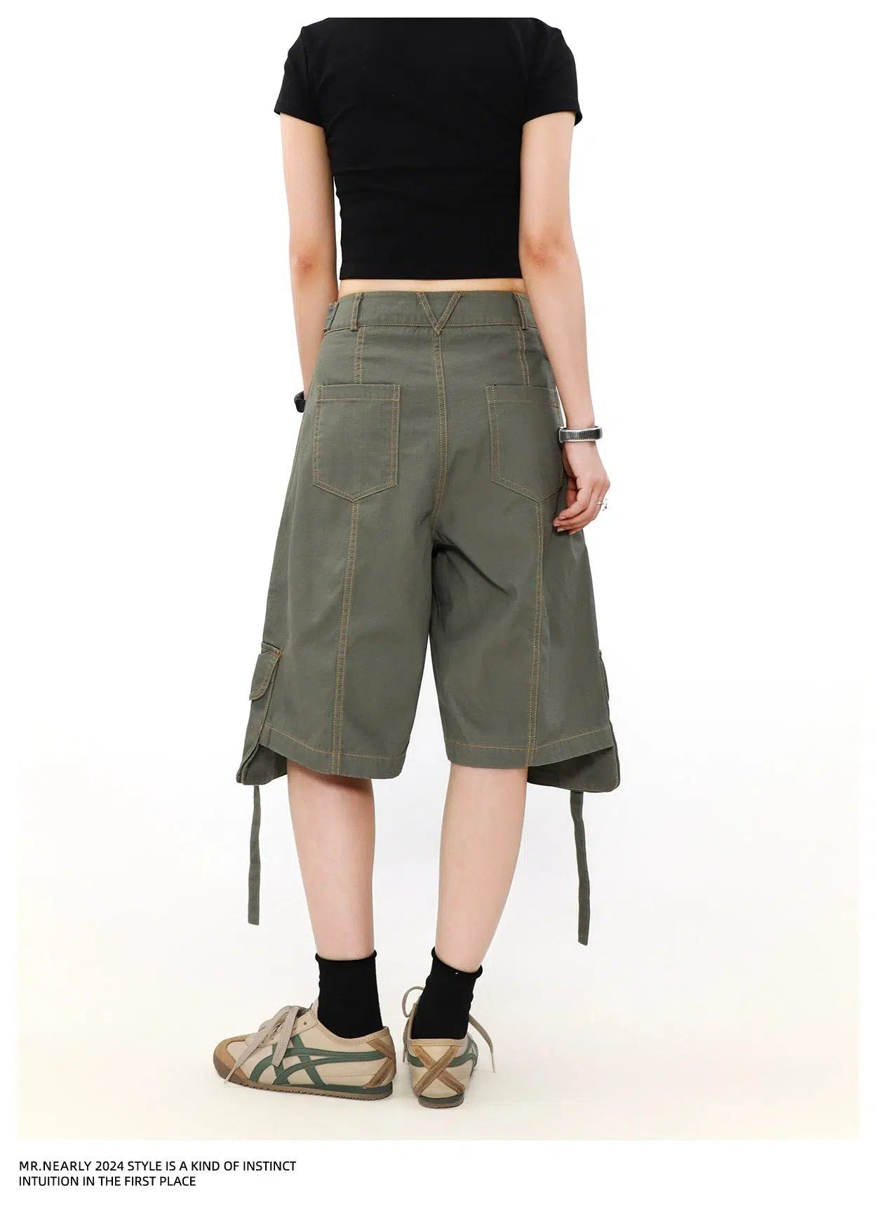 Buckled Strap Pocket Cargo Shorts Korean Street Fashion Shorts By Mr Nearly Shop Online at OH Vault