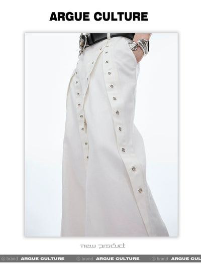 Metal Embellished Wide Leg Pants Korean Street Fashion Pants By Argue Culture Shop Online at OH Vault