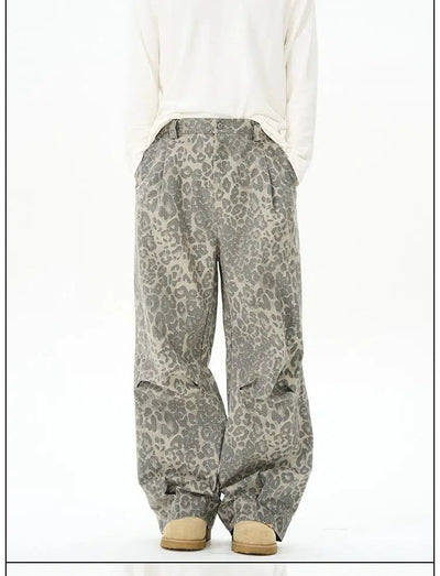 Leopard Print Pleated Pants Korean Street Fashion Pants By 77Flight Shop Online at OH Vault