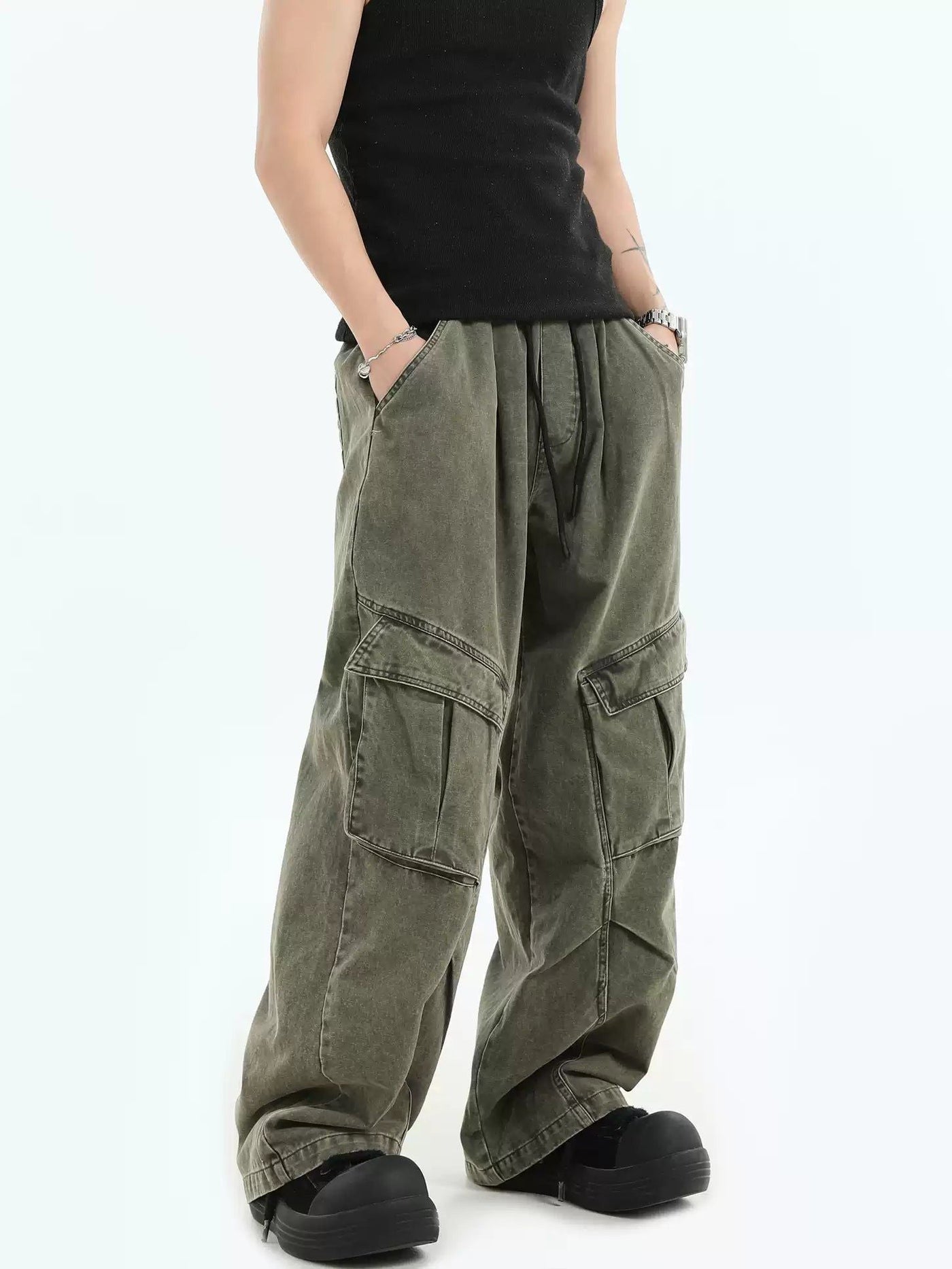 Tilt Pockets Workwear Cargo Jeans Korean Street Fashion Jeans By INS Korea Shop Online at OH Vault