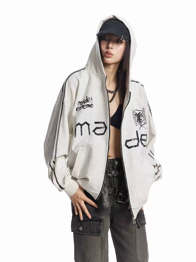 Smudged Painted Details Jacket Korean Street Fashion Jacket By Made Extreme Shop Online at OH Vault