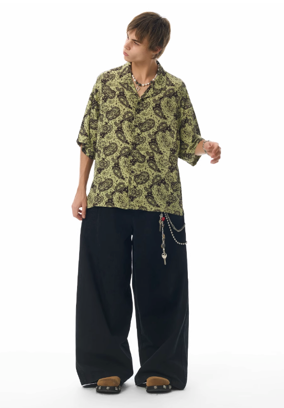 Tropical Print Relax Fit Shirt Korean Street Fashion Shirt By JHYQ Shop Online at OH Vault