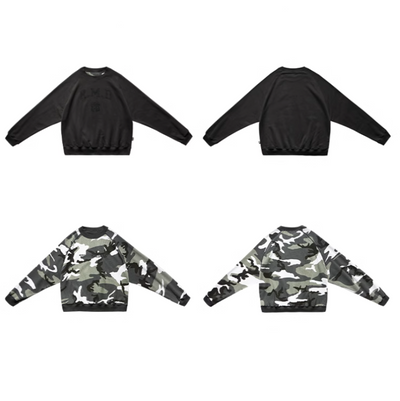 Casual Reversible Camo Crewneck Korean Street Fashion Crewneck By Remedy Shop Online at OH Vault